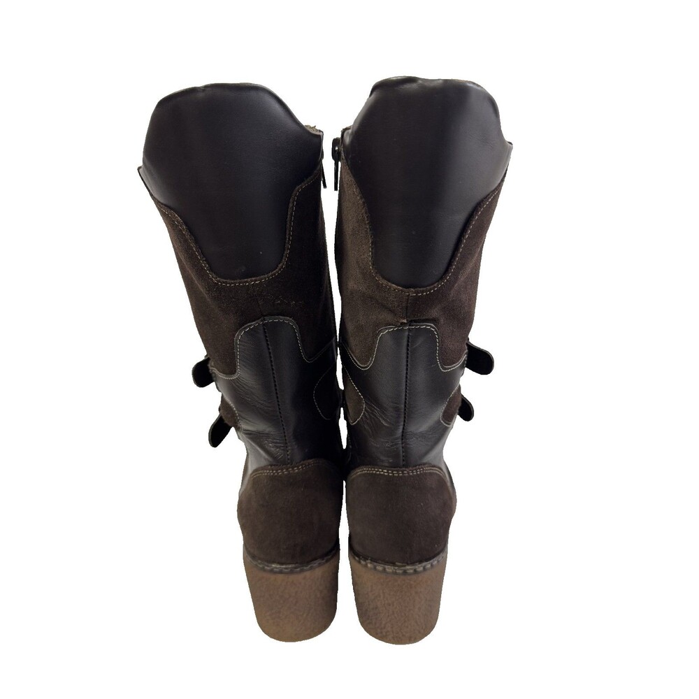 Aquatalia Women’s Mid Calf Boots Brown Suede Waterproof Block Heel Size 7.5 - Picture 9 of 16